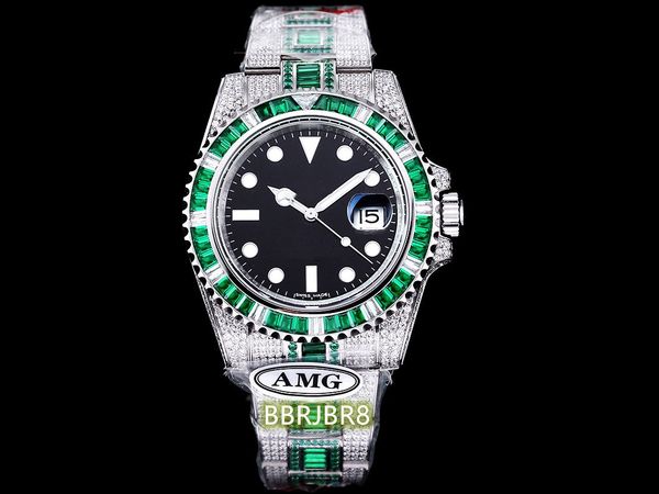 AMG 116769TBR 74779B Saat 40 mm çapındadır ve 3186 GMT Çift Zaman Hareketi 3135 Hareketi Safir Aynası 9ltz