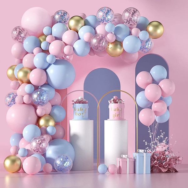 Sonstiges Partyzubehör für Veranstaltungen, 124 Stück, Macaron-Ballongirlande in Rosa und Blau, für Babyparty, Ballonbogen, Geschlechtsoffenbarung, Hochzeit, Geburtstag, Jahrestag, Liebestag, Dekoration 230802