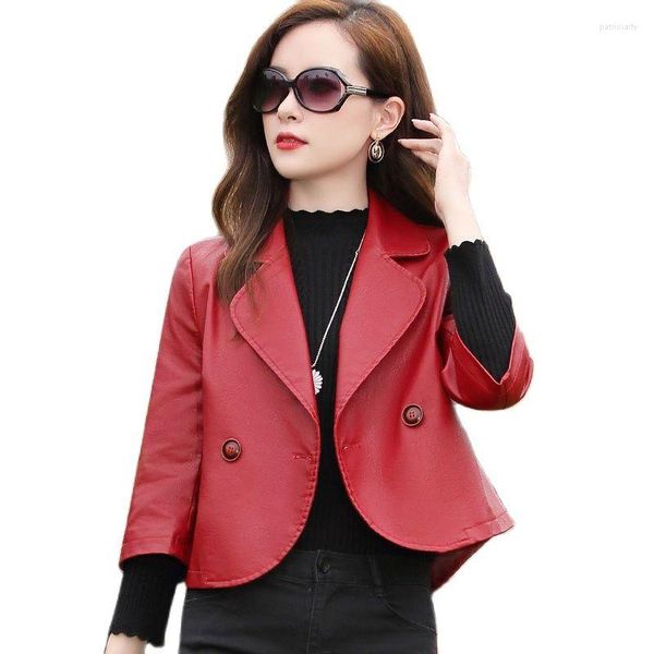 Frauen Leder Mode PU Jacke Kleidung 2023 Frühling Herbst Chic Motorrad Kurzen Anzug Mantel Weibliche Koreanische Version