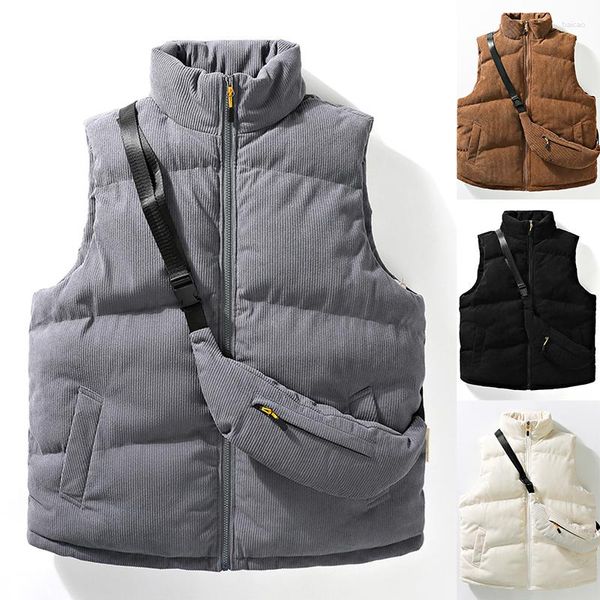 Gilet da uomo 2023 Gilet in velluto a coste autunnale Giacca con zaino Set due pezzi Gilet senza maniche da uomo spesso caldo Moda