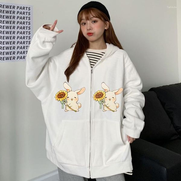 Moletons Masculinos 2023 Outono Inverno Jaqueta Kawaii Suéter Plus Size Feminino Sudadera Moda Coreana Manga Longa Pulôver com Zíper