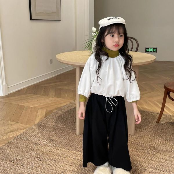 Giacche 23 Maglioni per bambini Abbigliamento Autunno Tinta unita Ragazze 'Coreano Stile Girocollo Top per bambini Manica lunga