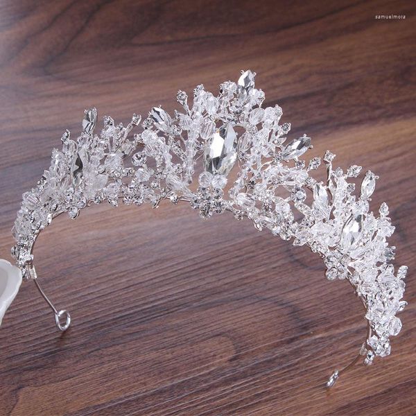 Grampos de cabelo Luxo Cristal Coração Conjunto de Jóias para Noivas Strass Coroa Tiaras Brincos Gargantilha Colar Casamentos Conjuntos de Contas Africanas