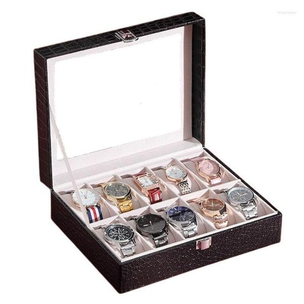 Uhrenboxen Luxusbox Leder Transparent Oberlicht Aufbewahrungskoffer Männer Frauen Mechanische Uhren Display Organizer Zubehör