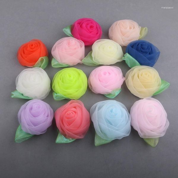 Декоративные цветы шифоновые детские девочки аксессуары для волос резиновые ленты Barrettes Headwear Girl Big Flower Rose Clip