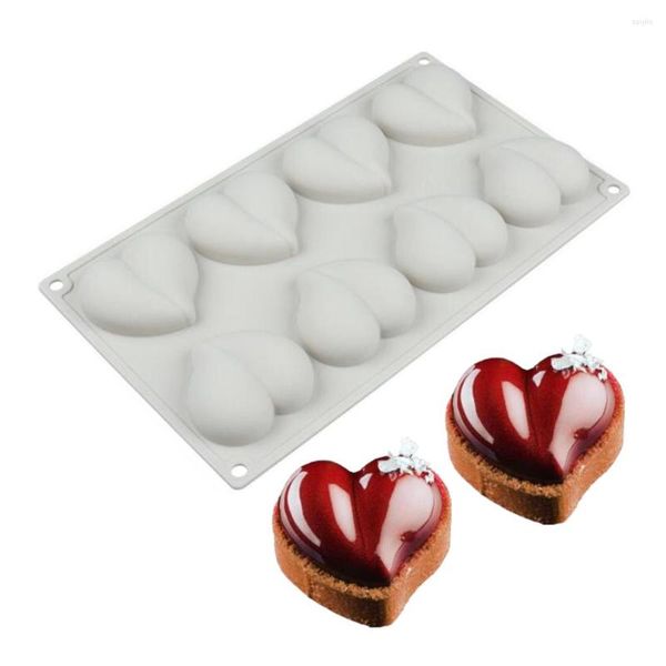 Formas de cozimento 8 células Love Heart Dessert Silicone Tart Molds For Halloween Cake Pudding Recheio Ferramentas De Decoração Bakeware Ferramenta De Pastelaria