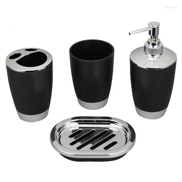 Set di accessori da bagno 4 pezzi Tazza per lavare i denti da bagno Tazza Dispenser riutilizzabile Scatola di immagazzinaggio Vassoio Organizzatore portaspazzolino