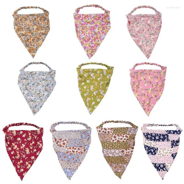 Cachecóis Vintage Bandana Elástica Floral Estampada Turbante Bandana Boho Para Cabelo TRIÂNGULO