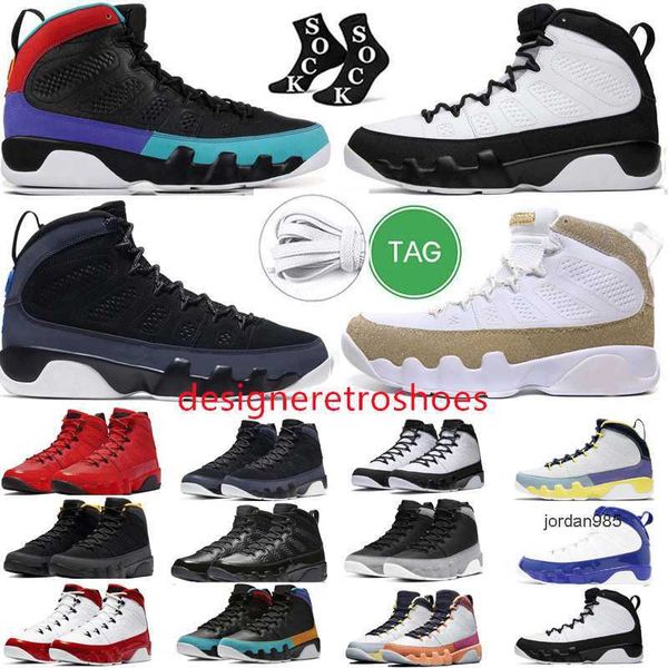 2024 University Blue Jumpman 9 Tênis de Basquete Masculino 9s Fire Red Chile Partícula Cinza Dourado Antracite Bred Patent Light Olive Concord Trainers Esportes Ao Ar Livre tamanho 13