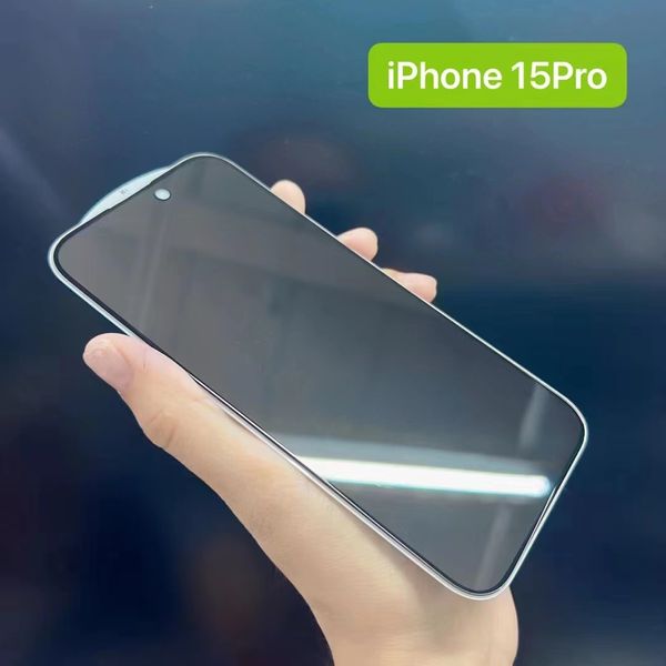 Rand schwarz Privatsphäre gehärtetes Glas für iPhone 15 15 Pro 15 Plu 15 Pro Max mit Rückwand Anti-Spy-Displayschutzfolie Oppbag