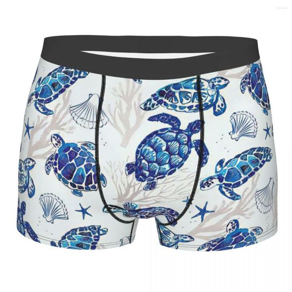 Трусики Sexy Boxer Ocean Sea Shorts Men Men Underwear Turtle Polyester для homme