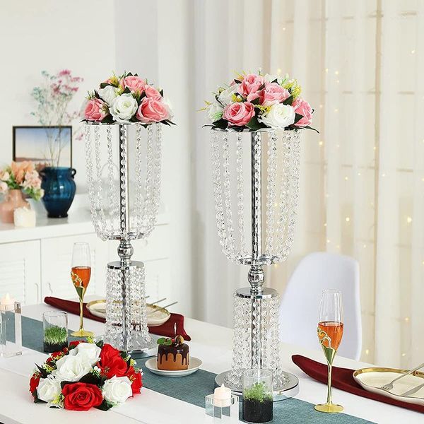 Decoração de festa 12 pçs por lote cristal acrílico mesa de casamento chumbo mesa suporte de flores castiçal peça central decorações de eventos suprimentos