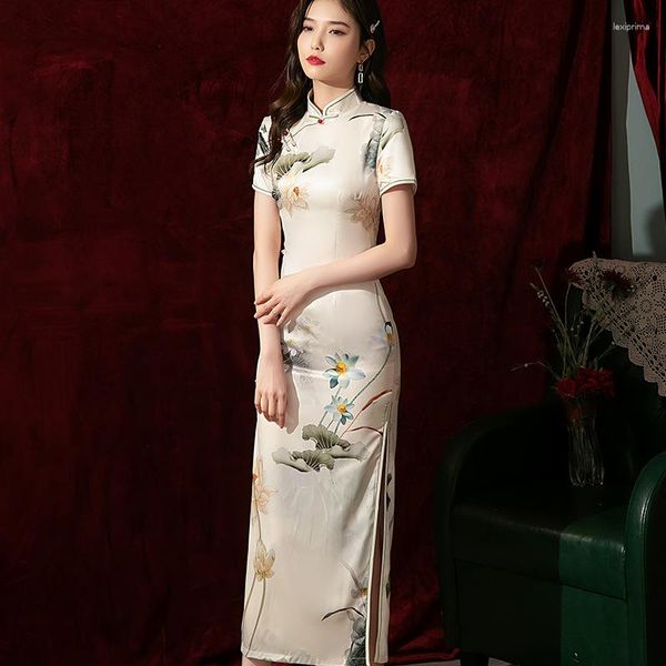 Этническая одежда 2023 Лето шелк ежедневно Cheongsam