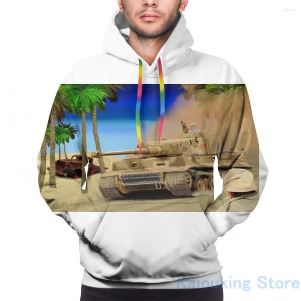 Herren-Kapuzenpullover, Herren-Sweatshirt für Damen, lustiger Tiger-Tank, Afrika-Korps, Aufdruck, lässiger Kapuzenpullover, Streetwear