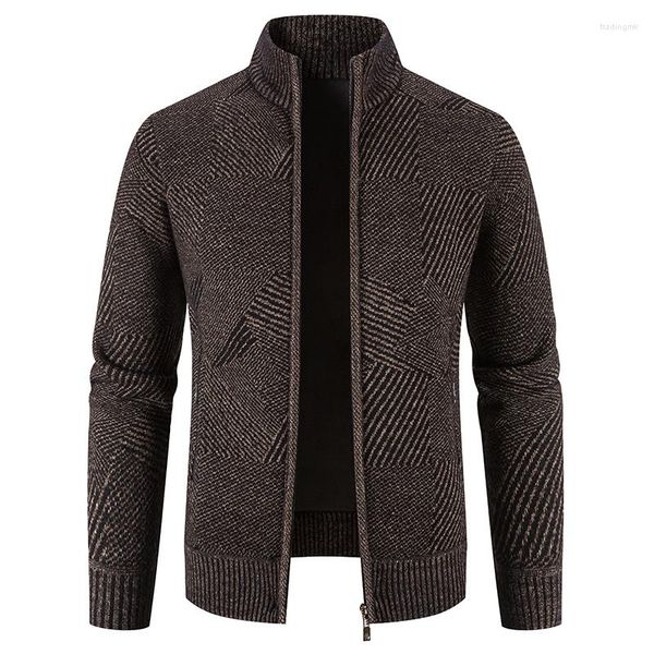 Maglioni da uomo primavera inverno maglione da uomo cardigan 2023 moda uomo slim fit colletto alla coreana cerniera maglia giacca da uomo in puro colore