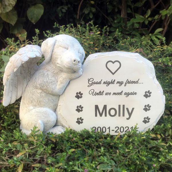 Altre forniture per animali domestici Cane personalizzato Angelo Memoriale per tomba Segnaposto Tributo Statua Pet Headstone Garden Stones 230802