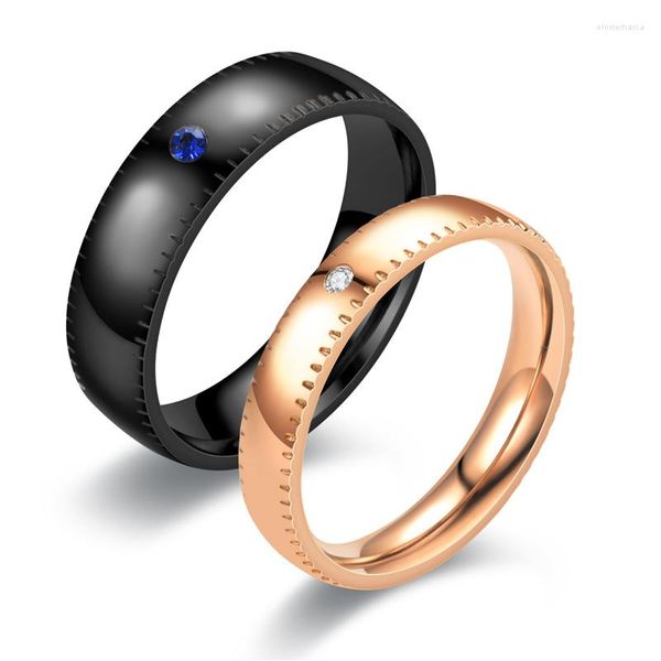 Anillos de boda Meetvii de moda de acero inoxidable rosa negro amante para mujeres hombres pareja CZ cristal joyería regalo