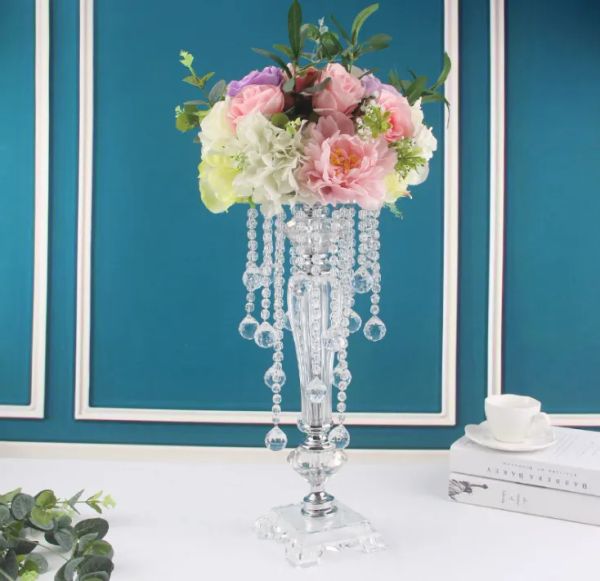 mais recentes castiçais de cristal Castiçal de metal Vaso de flores Centro de mesa Evento Rack de flores Estrada Chumbo Decoração de casamento decor97 LL