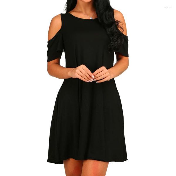 Partykleider Sexy Elegantes weißes Minikleid Vintage Schulterfrei Kurze Ärmel Lose Geburtstag für Frauen Club Vestidos