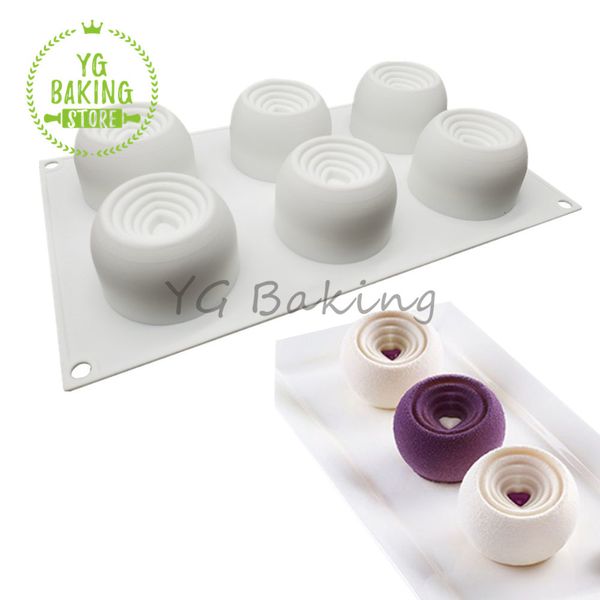 Выпекать плесени Dorica 6 Rovity Ripple LoveHeart Design Silicone Mousse плесень шоколадная плесень Diy Soap Model Model Tool