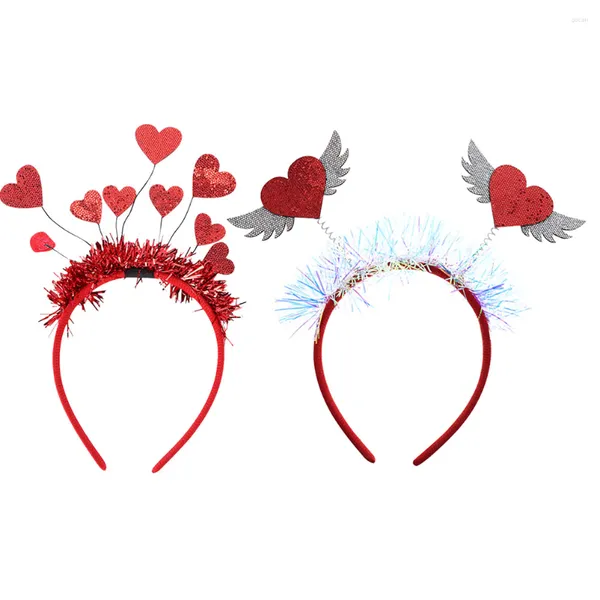 Bandanas 1 conjunto 2 pçs tiaras de coração amor festa dos namorados argolas de cabelo decorativas (vermelho)