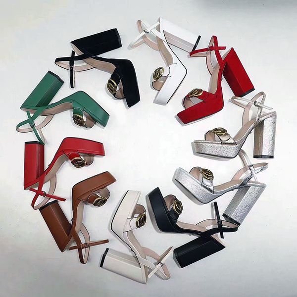 Дизайнерские женские сандалии супер высокие каблуки для вечеринки танцевальные туфли обувь кожа сексуальные каблуки 8 см 11 см дамы металлические ремни Гружка густая нижняя платформа 3 см с коробкой с сумкой