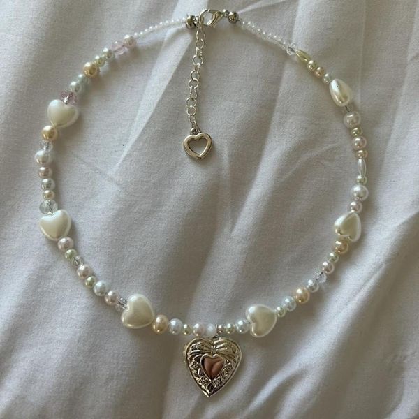 Charms Handmade Pearl Frisado Colar Pingente em forma de coração colar de pérolas para mulheres 2023 230802