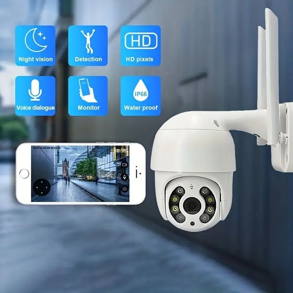 Telecamera di sicurezza wireless HD 1080P, telecamera per visione notturna WiFi domestica 4G, monitoraggio impermeabile intelligente HD panoramico WiFi esterno, telecomando per telefono cellulare
