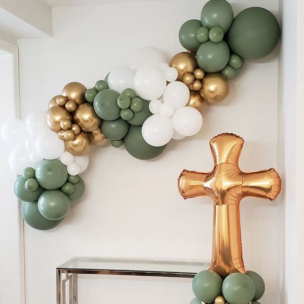 Другое мероприятие вечеринка снабжает фоновый крещение авокадо зеленый белый золотой воздушный шар шар