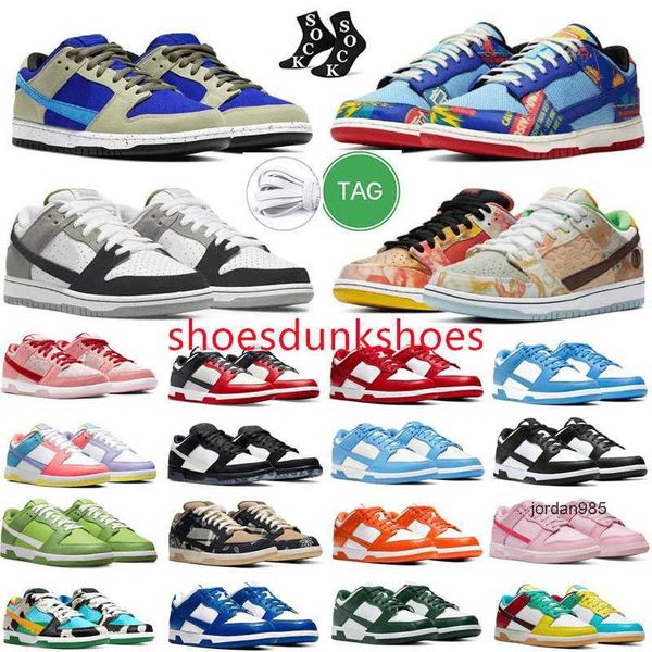 2024 Scarpe da corsa Uomo Donna Low Unc Nero Bianco Panda Verde Vela Grigio Nebbia Camminare Sport all'aria aperta Scarpe da ginnastica Sneakers Taglia 5.5-13 Marrone