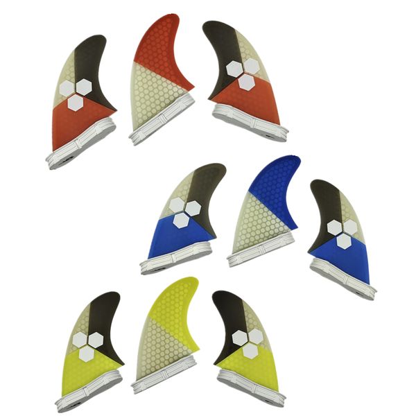 Аксессуары для каяков продают двойные вкладки 2 FIN Три цветовых сшивающих серфинговых плавников соты для стекловолокна Surf Fins Tri-Fin Set Seled M/L Хорошее качество 230802