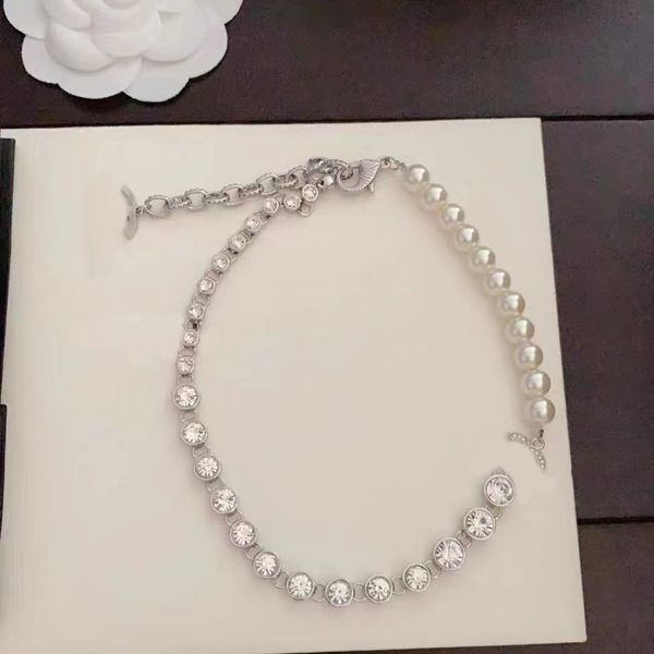 Colares de colar de pérolas de alta qualidade cheia de diamante com penteado de diamante de 18k colar de pingente de pingente para gargantilha jóias de luxo para mulheres Valentine '