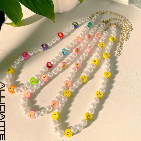 Girocollo Semplice Caramella Sorriso Cuore Perline Perle Bianche Collana Di Perline Per Le Donne Perle Barocche Frutta Dolce Gioielli Boho