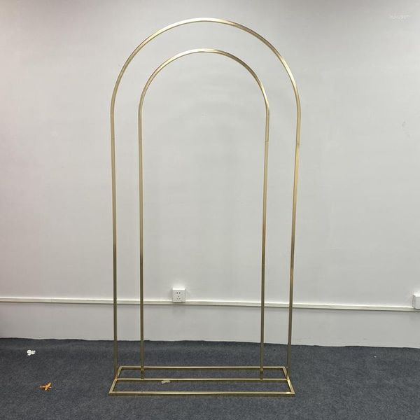 Decoração de festa 1 peça de arco duplo banhado a ouro para casamento ao ar livre, moldura de porta, quadro de fundo de aniversário, sinal de boas-vindas, suporte de balões