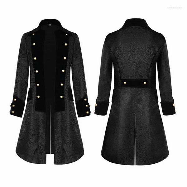 Trench Coats Masculino Medieval Vitoriano Traje Smoking Gentlema Retro Formal Fraque Pirata Gótico Steampunk Vintage Sobrecasaca Para