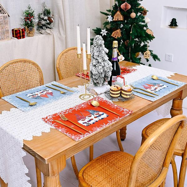 Tischsets mit Weihnachtsmann-Druck, Heimdekoration für Abendessen, drinnen und draußen, Küche