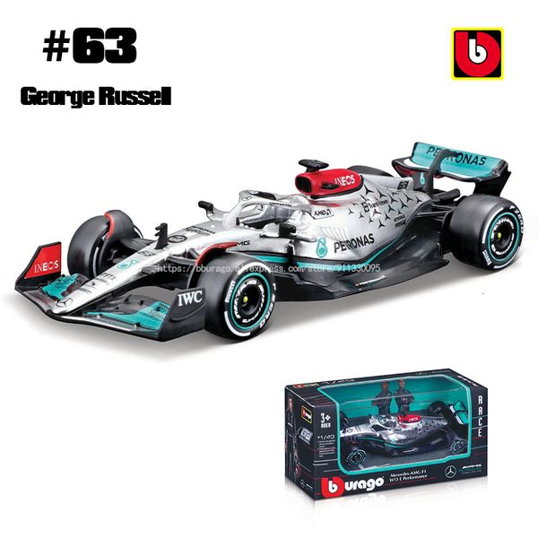 Diecast Model Car Bburago 1 43 L'ultimo # 63 Russell AMG Team W13 # 44 Hamilton Alloy Luxury Vehicle Diecast Car Model Toy 230802