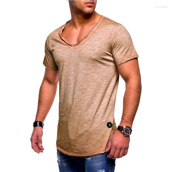 Herren-T-Shirts, lässig, modisch, kurzärmelig, schmal, individuell, Marke, Fitness, Sommer-T-Shirts