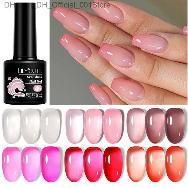 Лак для ногтей Lilycute 7ml Jelly Pink Nail Gel Posiling Transpishing Gerel Gel Vernis Полу постоянного ультрафиолетового геля.