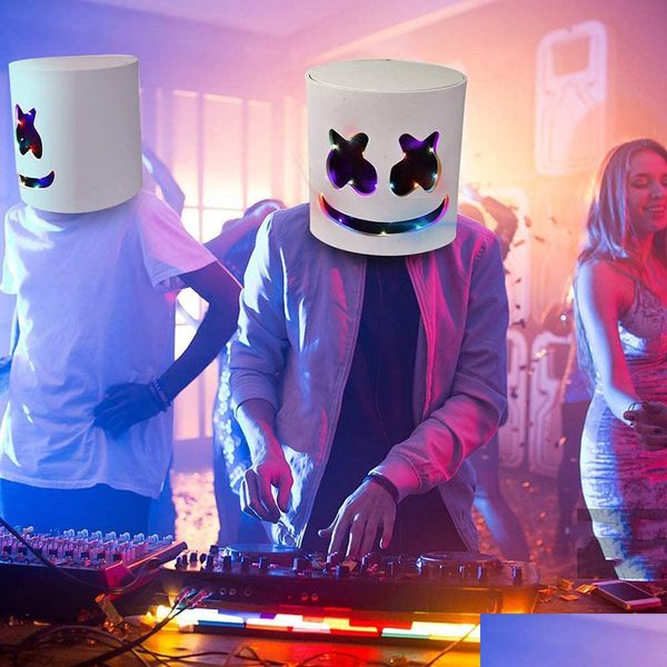 Party Masken DJ Musik Festival Halloween Requisiten FL Kopf Kostüme Cosplay mit blinkendem Stil Glow Led 230302 Drop Lieferung Home Garden Dh4Ct