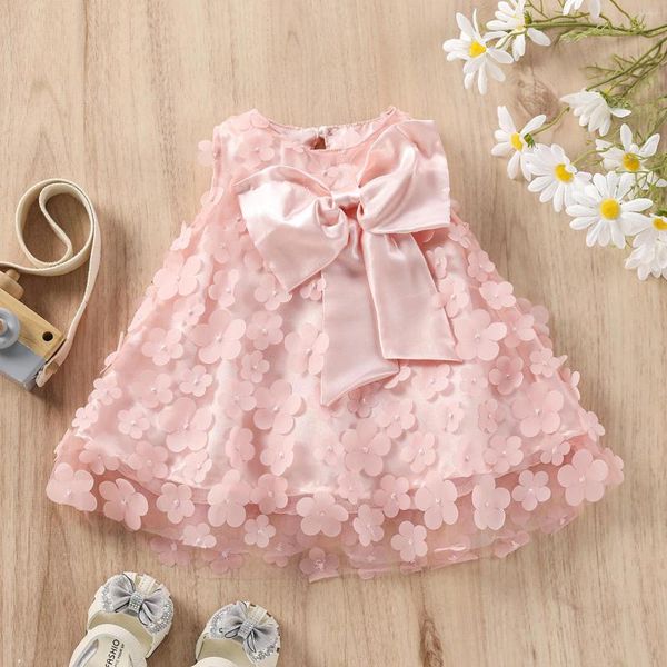 Vestidos de menina bebê meninas 3D flor grande vestido de laço infantil Outwear crianças vestido verão 2023