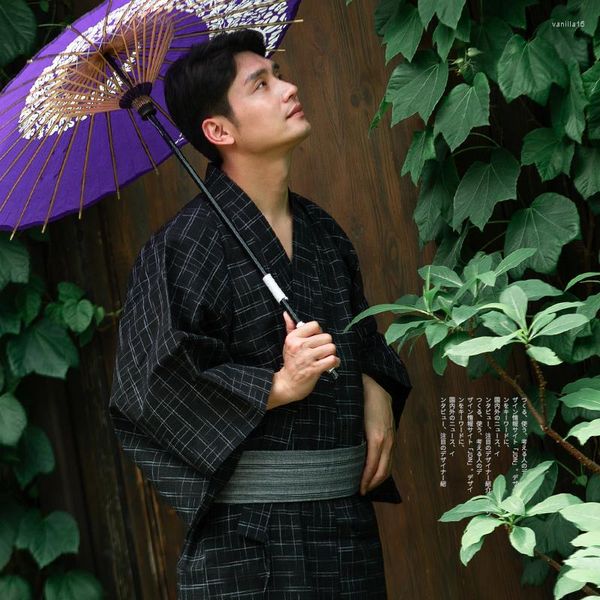 Roupas Étnicas Vintage Masculino Yukata Kimono Robe Vestido Casual Masculino Roupas de Spa Trajes de Halloween Samurai Cosplay Tradicional Show de Palco