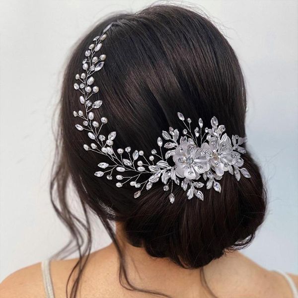 Клипки для волос роскошные свадебные повязки с серебряные металлические цветочные расчеты