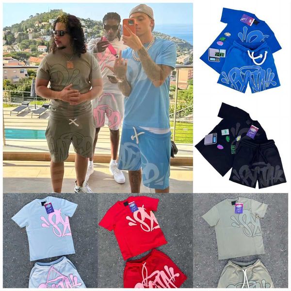 Grüne Syna-Shirt Syna Central Cee Summer Men T-Shirt Set Print Trendy Synaworld Short Sleeve Tracksuit Kleidung Synas Shirts A1