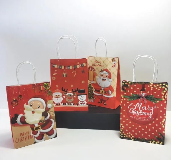 UPS Merry Christmas Gift Bag Babbo Natale Albero di Natale Borsa di carta Natale Navidad Capodanno Bomboniere Snack caramelle Forniture per imballaggio regalo 8.3