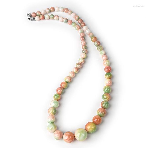 Correntes Grace Colorful Chalcedony Stone Jaspers Contas Redondas Para Fazer Joias 6-14mm DIY Colar Casamento Festival