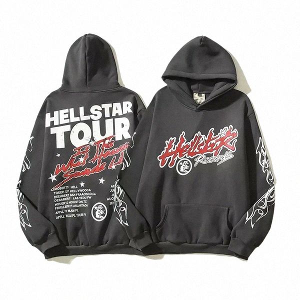 Moletom com capuz Hellstar Men Pullover Spiderweb Star Flash Manga Comprida Street Hip-hop Sweatshirts Azul Vermelho Cinza Preto Branco Ioga Hoodios Vintage J7yt#