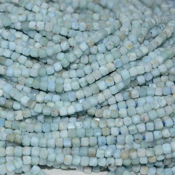 Pietre preziose sciolte Perline cubiche sfaccettate con bordo Larimar di qualità semplice naturale 3 mm