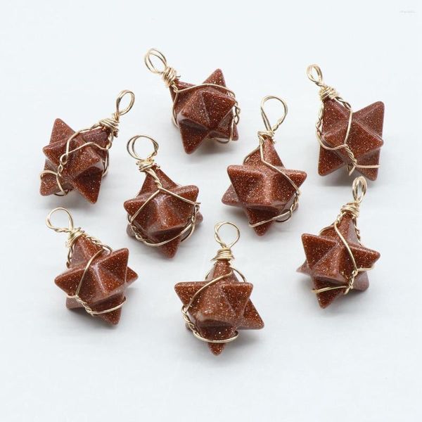 Kolye Kolye 8pcs Kırmızı Goldstone Merkaba Yıldız Tahkiler Yapmak İçin Mücevher Kolye Taş Taşla Sehşaplar Şahin Şık Çakra Kristal