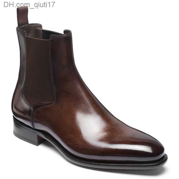 Botas New Chelsea Boots Sapatos masculinos Pu Brown Fashion Edition Business Casual British Style Street Party usando botas de tornozelo clássicas Z230803